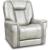 Sanibel Power Recliner w/ Lay Flat, Head Rest & Lumbar in Dove Gray Top Grain Leather